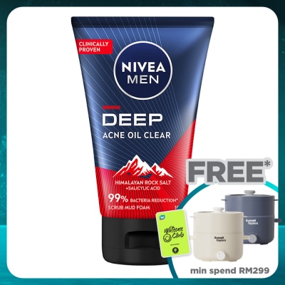 NIVEA FOR MEN DEEP Rapid Acne Oil Clear Mud Scrub 100g