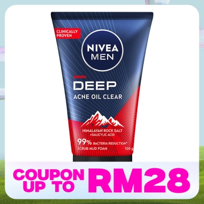 NIVEA FOR MEN DEEP Rapid Acne Oil Clear Mud Scrub 100g