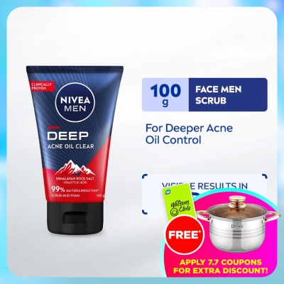NIVEA FOR MEN - DEEP Rapid Acne Oil Clear Mud Scrub 100g