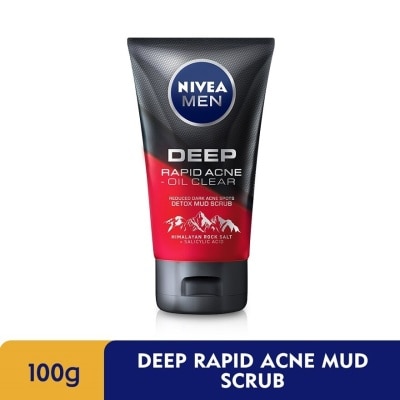 NIVEA FOR MEN DEEP Rapid Acne Oil Clear Mud Scrub 100g