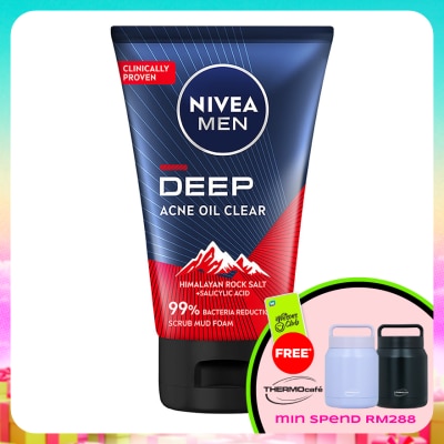 NIVEA FOR MEN - DEEP Rapid Acne Oil Clear Mud Scrub 100g