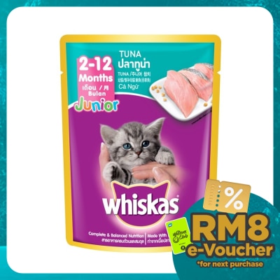 WHISKAS Cat Wet Food Pouch Jr Tuna 80gm