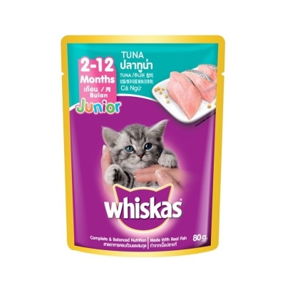 WHISKAS Cat Wet Food Pouch Jr Tuna 80gm