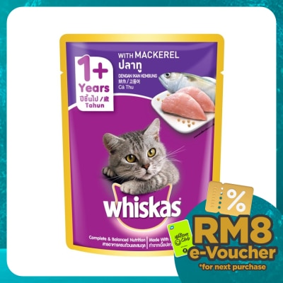 WHISKAS Cat Wet Food Pouch Mackerel 80gm