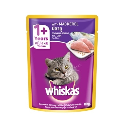 WHISKAS Cat Wet Food Pouch Mackerel 80gm