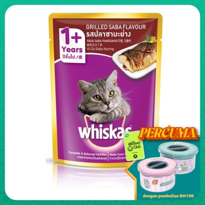 WHISKAS Cat Wet Food Pouch Grilled Saba 80gm