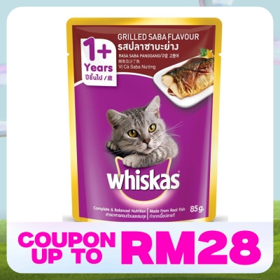 WHISKAS Cat Wet Food Pouch Grilled Saba 80gm