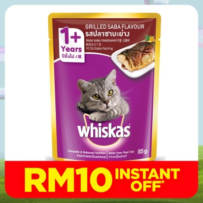 WHISKAS Cat Wet Food Pouch Grilled Saba 80gm
