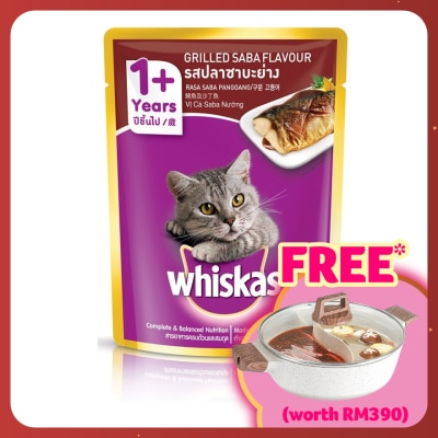 WHISKAS Cat Wet Food Pouch Grilled Saba 80gm