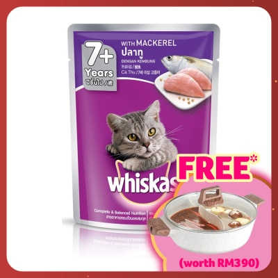 WHISKAS Cat Wet Food Pouch 7+ Mackerel 80gm