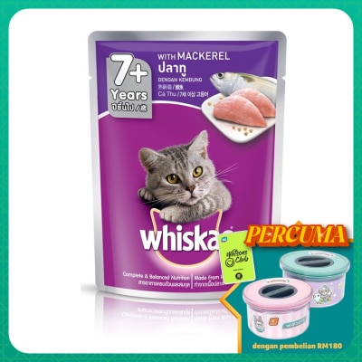 WHISKAS Cat Wet Food Pouch 7+ Mackerel 80gm
