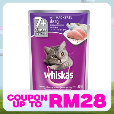 WHISKAS Cat Wet Food Pouch 7+ Mackerel 80gm