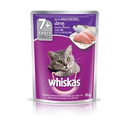 WHISKAS Cat Wet Food Pouch 7+ Mackerel 80gm