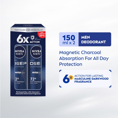 NIVEA FOR MEN DEEP Deodorant Spray 2x150ml image