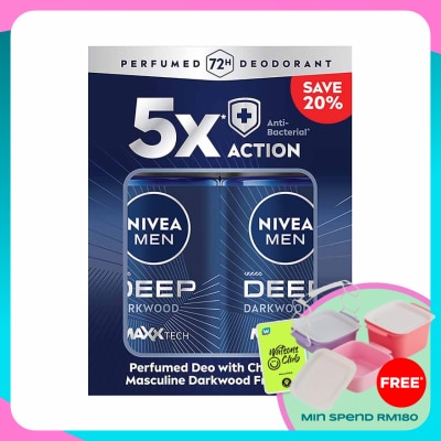 NIVEA FOR MEN DEEP Deodorant Roll On Twin Pack 2x50ml