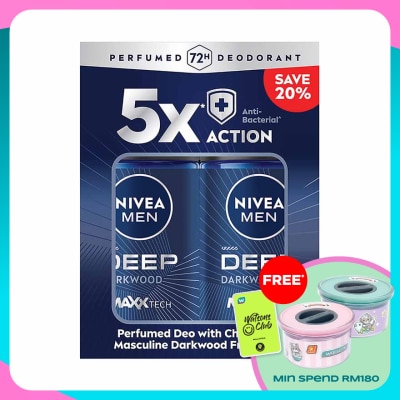 NIVEA FOR MEN DEEP Deodorant Roll On Twin Pack 2x50ml