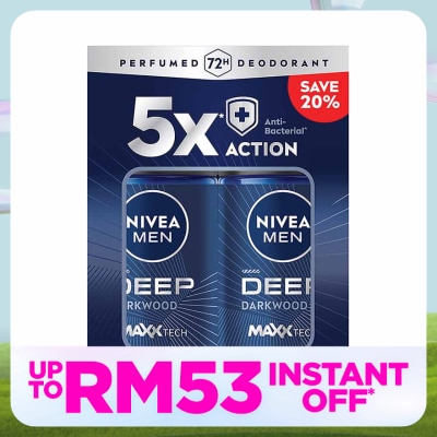 NIVEA FOR MEN DEEP Deodorant Roll On Twin Pack 2x50ml