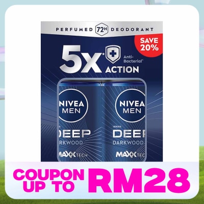 NIVEA FOR MEN DEEP Deodorant Roll On Twin Pack 2x50ml