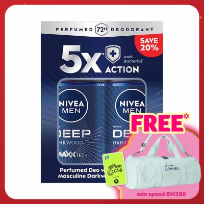 NIVEA FOR MEN DEEP Deodorant Roll On Twin Pack 2x50ml