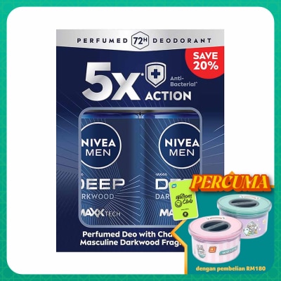 NIVEA FOR MEN DEEP Deodorant Roll On Twin Pack 2x50ml