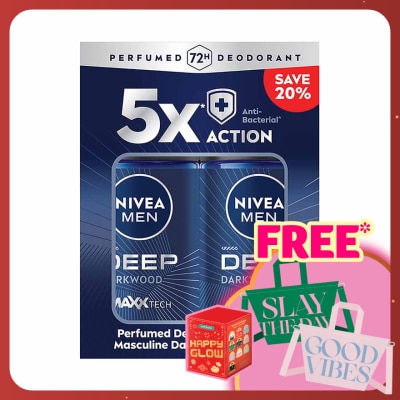 NIVEA FOR MEN DEEP Deodorant Roll On Twin Pack 2x50ml