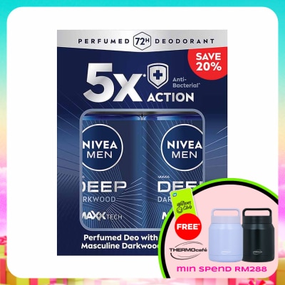 NIVEA FOR MEN - DEEP Deodorant Roll On Twin Pack 2x50ml