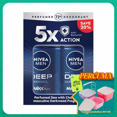 NIVEA FOR MEN - DEEP Deodorant Roll On Twin Pack 2x50ml