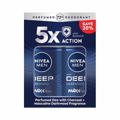 NIVEA FOR MEN DEEP Deodorant Roll On Twin Pack 2x50ml