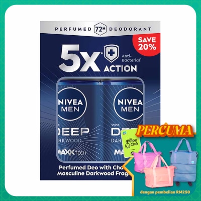 NIVEA FOR MEN - DEEP Deodorant Roll On Twin Pack 2x50ml