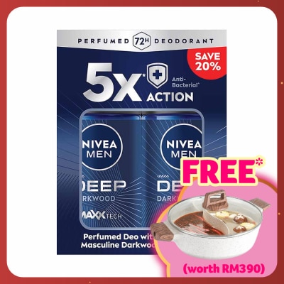 NIVEA FOR MEN DEEP Deodorant Roll On Twin Pack 2x50ml