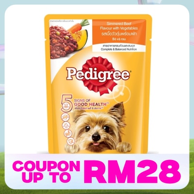 PEDIGREE Dog Wet Food Pouch Simmered BeefwVeg 80g