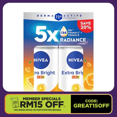 NIVEA Deo Extra Bright C&E Roll On 50ml x2