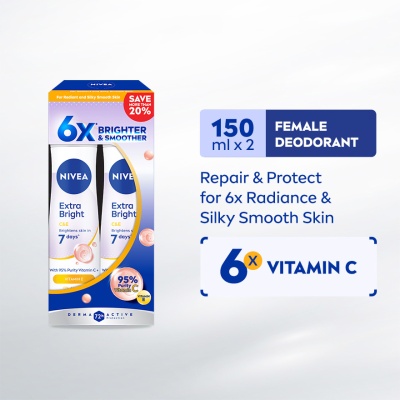 NIVEA Deodorant Extra Bright C&E Spray 2x150ml image