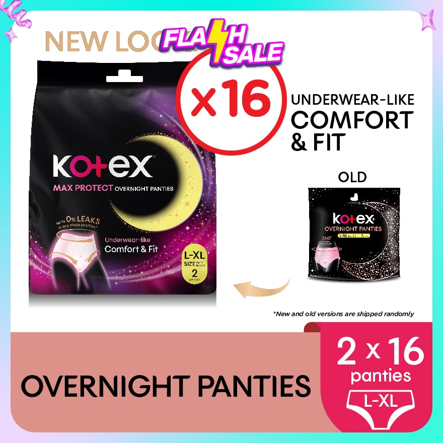Overnight Panties L-XL (2s x 16 Packs) - Period Panties with 360⁰ Anti-Leakage Protection Disposable