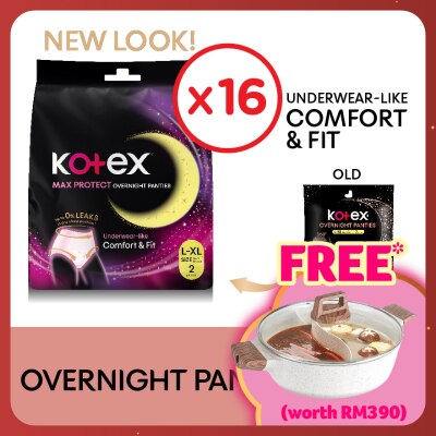 KOTEX Overnight Panties L-XL (2s x 16 Packs) - Period Panties with 360⁰ Anti-Leakage Protection Disposable