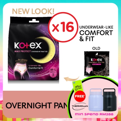 KOTEX - Overnight Panties M-L (2s x 16 Packs) - Period Panties with 360⁰ Anti-Leakage Protection Disposable