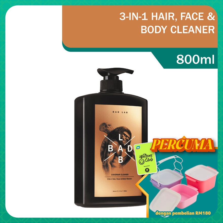 Caveman 3-in-1 Hair, Face & Body Cleaner 800ml