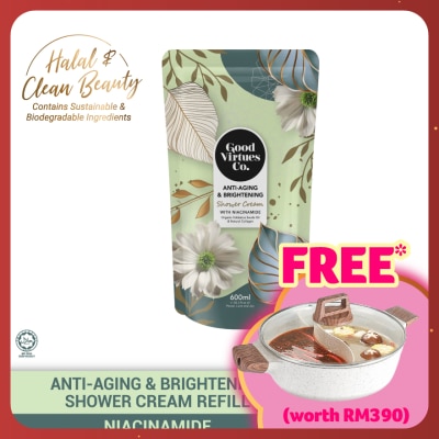 GOOD VIRTUES CO Anti-Aging & Brightening Shower Cream With Niacinamide (Refill Pack) 600ml