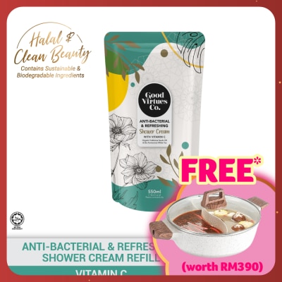 GOOD VIRTUES CO  Anti-Bacterial & Refreshing Shower Cream With Vitamin C (Refill Pack) 550ml
