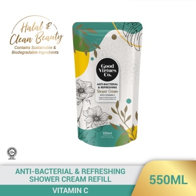 GOOD VIRTUES CO  Anti-Bacterial & Refreshing Shower Cream With Vitamin C (Refill Pack) 550ml