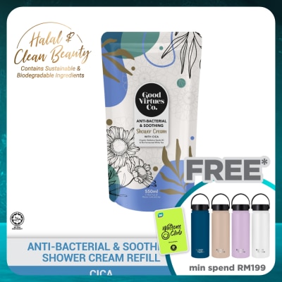 GOOD VIRTUES CO Anti-Bacterial & Soothing Shower Cream With Cica (Refill Pack) 550ml