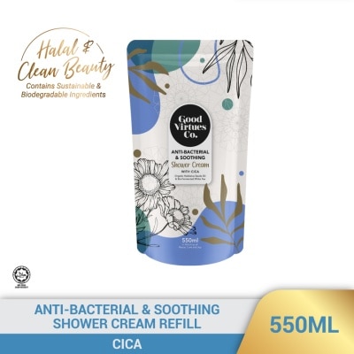 GOOD VIRTUES CO Anti-Bacterial & Soothing Shower Cream With Cica (Refill Pack) 550ml