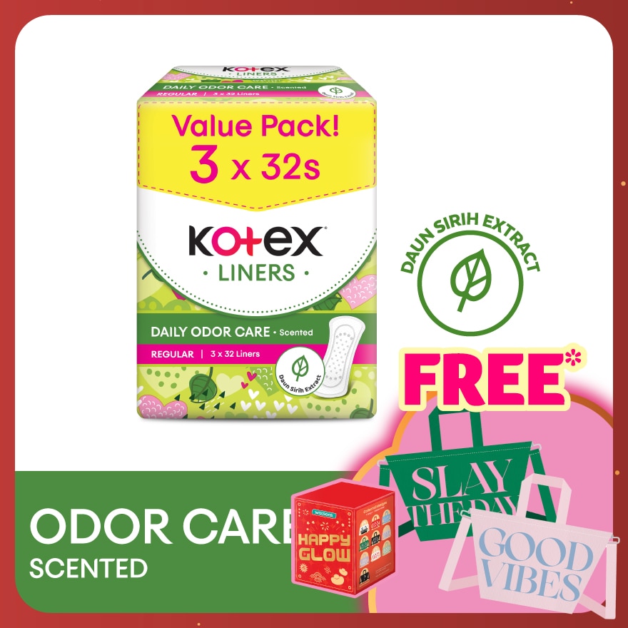 Regular Scented Pantyliner 15cm (32s x 3 Packs) - Odor Care with Daun Sirih Extract Liners