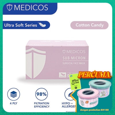 MEDICOS 4 Ply Lumi Series Surgical Face Mask Purple 50's