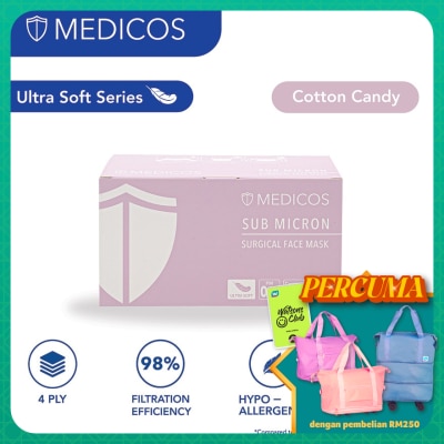 MEDICOS 4 Ply Lumi Series Surgical Face Mask Purple 50's