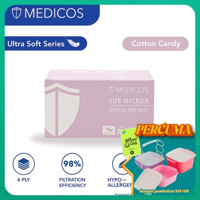 MEDICOS - 4 Ply Lumi Series Surgical Face Mask Purple 50's