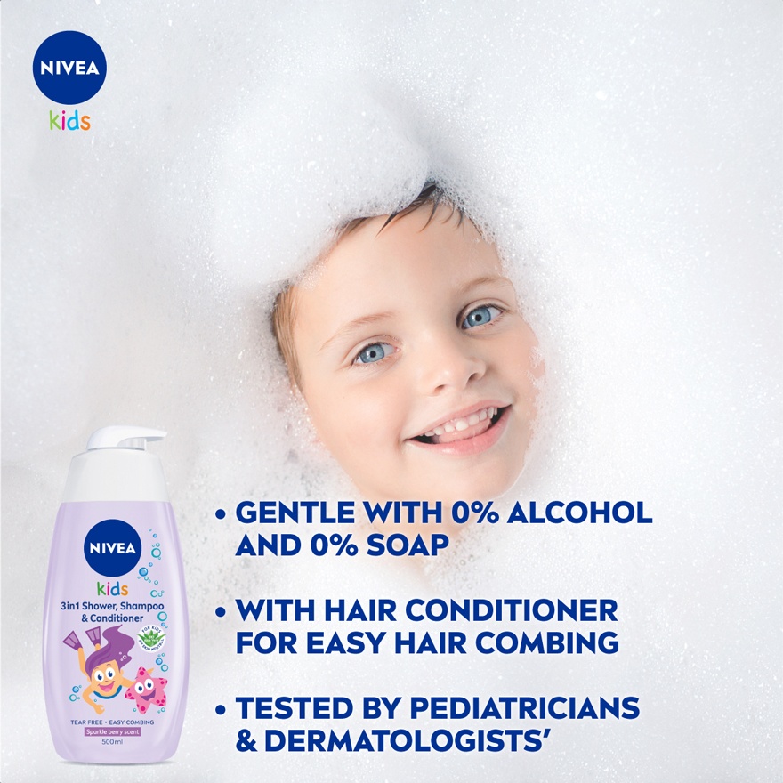 Kids 3 in 1 Shower & Shampoo Sparkle Berry 500ml