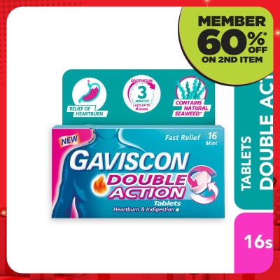 GAVISCON Heartburn & Indigestion Relief Double Action Tablet 16s
