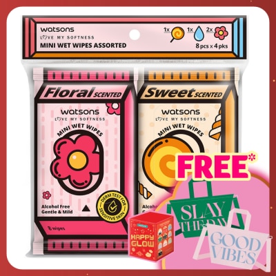 WATSONS Mini Wet Wipes Assorted 8SX4PKS