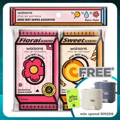 WATSONS Mini Wet Wipes Assorted 8SX4PKS